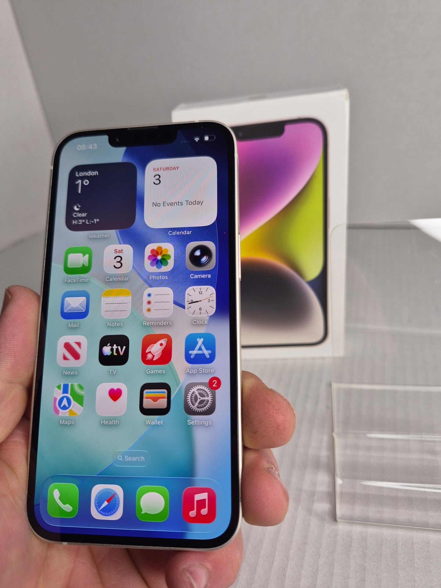 Apple iPhone 14 128GB Starlight Factory Unlocked w/ Box 81% Battery Health (Free UK Shipping)