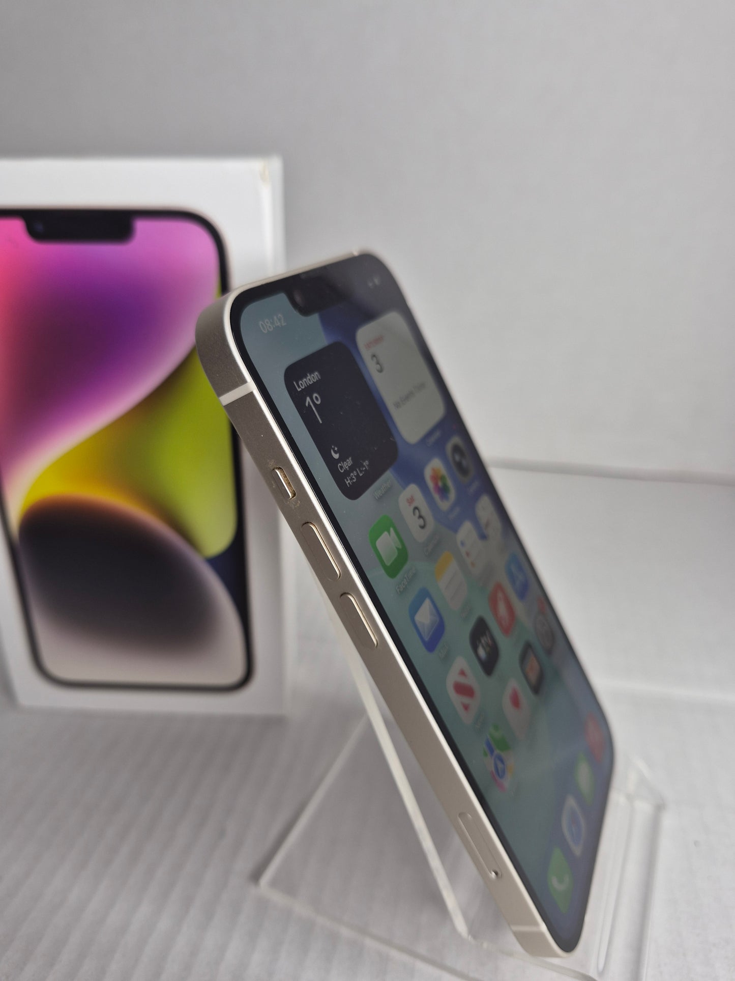 Apple iPhone 14 128GB Starlight Factory Unlocked w/ Box 81% Battery Health (Free UK Shipping)