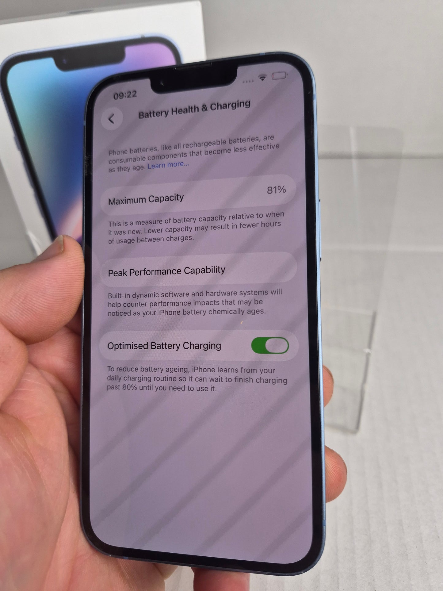 Apple iPhone 14 128GB Blue Unlocked w/Box 81% Battery Health (Free UK Shipping)