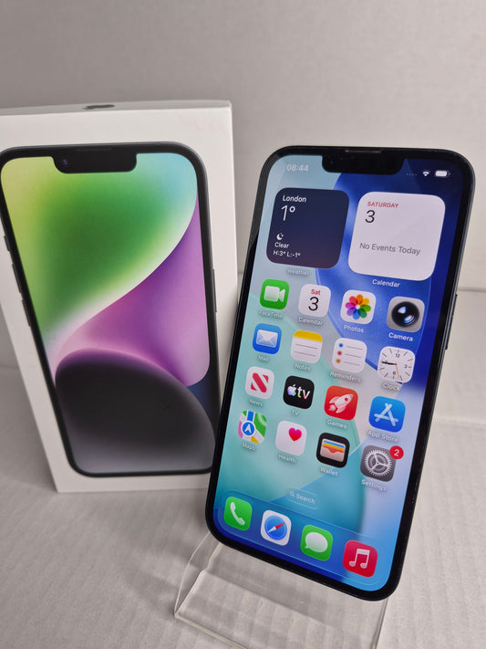 Apple iPhone 14 128GB Midnight Factory Unlocked w/ Box 82% Battery Health (Free UK Shipping)