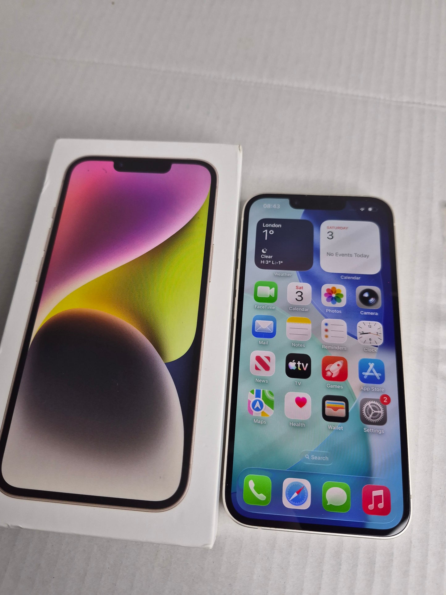 Apple iPhone 14 128GB Starlight Factory Unlocked w/ Box 81% Battery Health (Free UK Shipping)