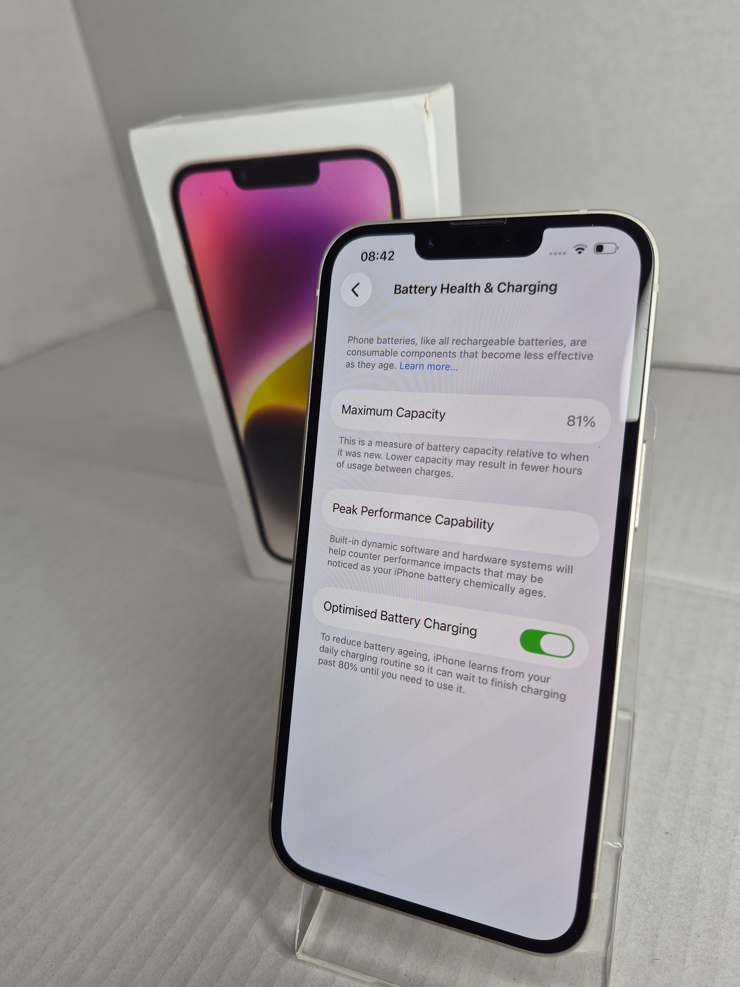 Apple iPhone 14 128GB Starlight Factory Unlocked w/ Box 81% Battery Health (Free UK Shipping)